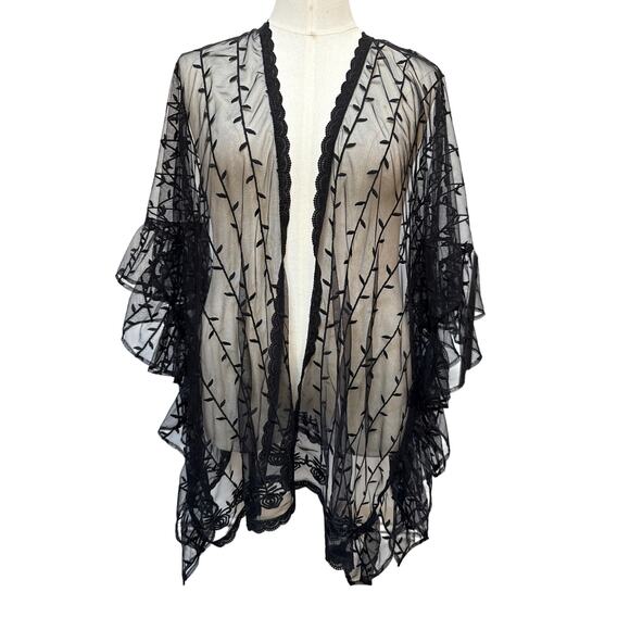 Torrid Black Lace Ruana Kimono Coverup Boho Plus One Size - Picture 1 of 4